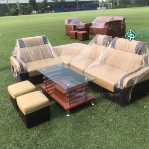 sofa da góc kem nâu 1m6x2m1 mới 100%