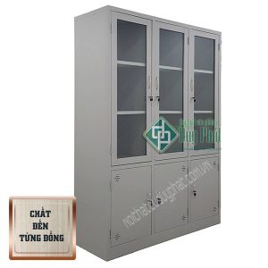 Thanh lý tủ sắt 3 cánh kính mới 100% rộng 1m35 cao 1m8