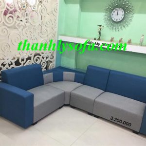 Thanh lý bộ sofa nỉ góc 3 cục mới 100% màu ghi và xanh