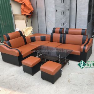 Thanh lý bộ bàn ghế sofa góc nâu đen kt 1m6x2m1 mới 100%