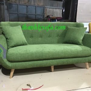Thanh lý sofa thuyền bọc nỉ màu xanh rêu mới 100% dài 1m8