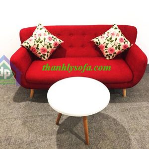 Thanh lý sofa thuyền bọc nỉ đỏ tươi dài 1m8 mới 100%