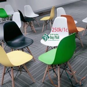 Ghế nhựa chân gỗ văn phòng, cafe mới 100% (GNG220)