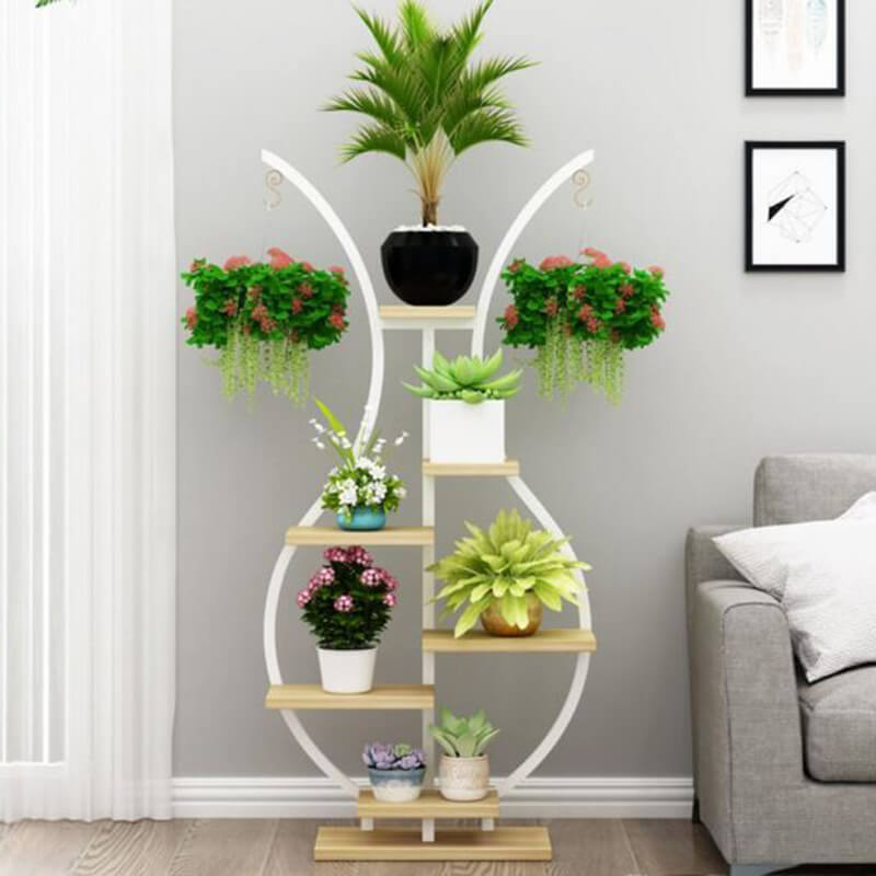 Kệ cây đẹp cho phòng khách hình bình hoa