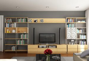 Kệ tivi kết hợp giá sách được thiết kế theo xu hướng hiện đại Kệ tivi kết hợp giá sách được thiết kế theo xu hướng hiện đại